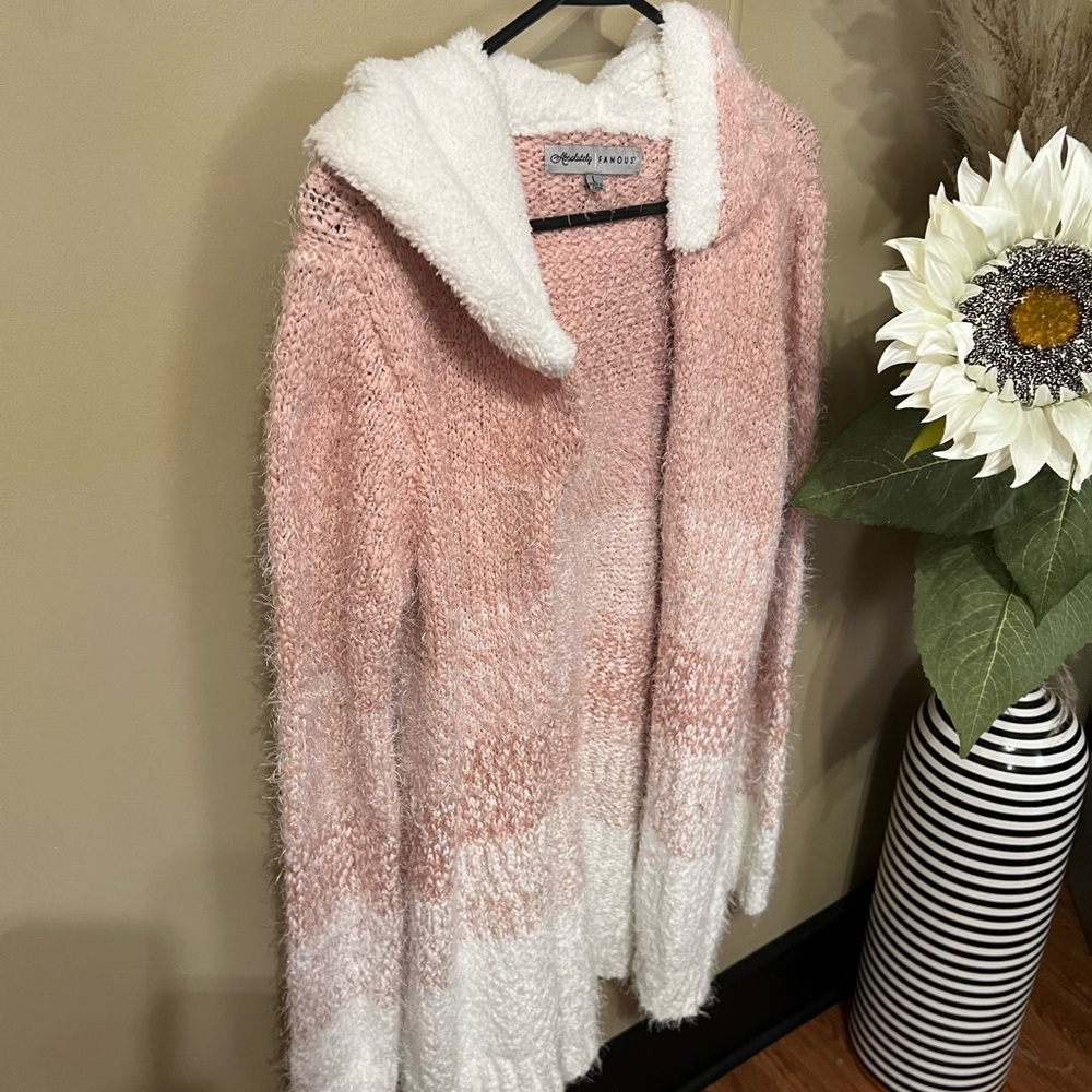 Absolutely Famous Pink and Cream Knit Cardigan